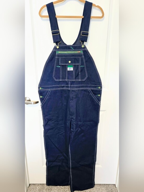 liberty Other - liberty Dark Blue Denim Relaxed Men's Overalls with Green Trim NWTAGS, 08/2014
